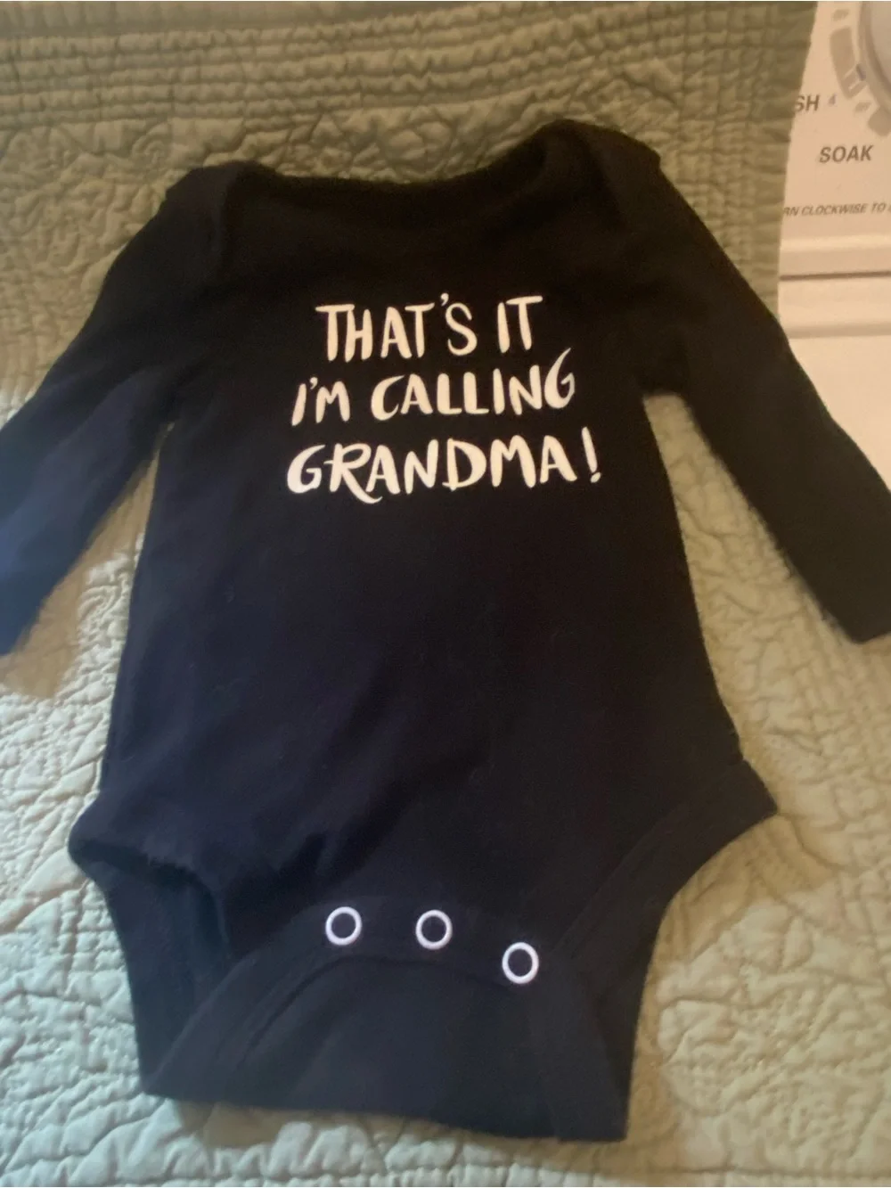 Okie Dokie 100% Cotton 1pc “That’s It I’m Calling Grandma” Size 3mo Black/White